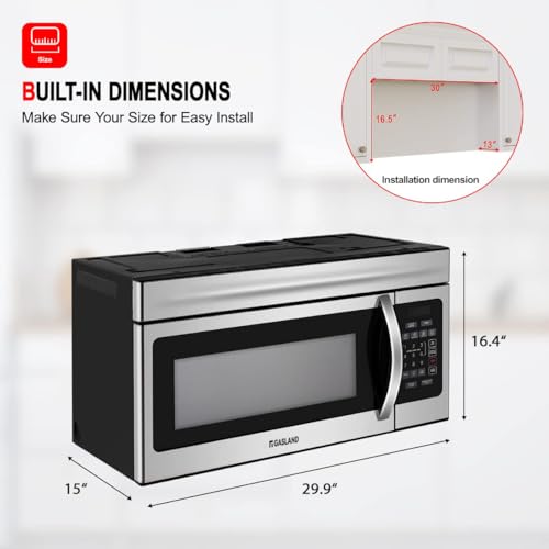 GASLAND-16-CuFt-Over-the-Range-Microwave-Oven-30-Inch-1000-W-Microwave-Over-the-Range-OTR1603S-300-CFM-Over-Range-Microwave-with-Exhaust-Fan-and-Light-Stainless-Steel-Over-the-Stove-Microwave GASLAND 16 CuFt Over the Range Microwave Oven 30 Inch 1000 W Microwave Over the Range OTR1603S 300 CFM Over Range Microwave with Exhaust Fan and Light Stainless Steel Over the Stove Microwave