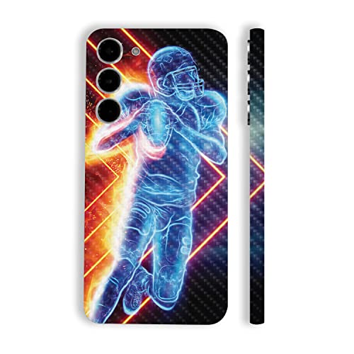 Image of MightySkins Carbon Fiber Skin Compatible with Samsung Galaxy S23 Plus Full Wrap - Glow Football | Protective, Durable Textured Carbon Fiber Finish | Easy to Apply & Change Styles | Made in The USA