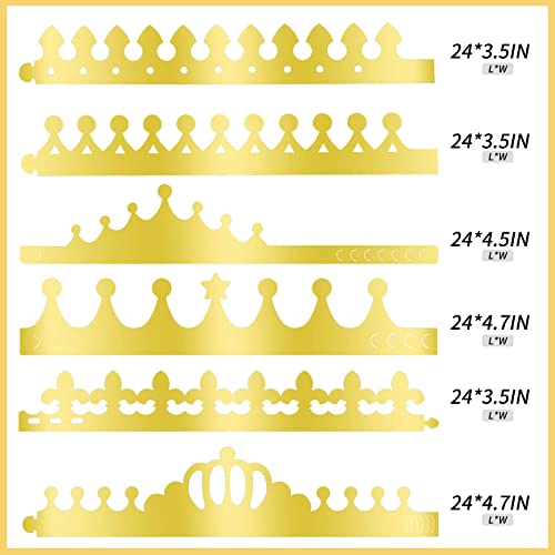 38 Pcs Paper Crowns, Paper Crowns For Kids Boys Girls Adults Princess Prince King, Classroom Crown, Birthday Party Hats With Gold Gem Jewels Number Letter Stickers, Diy Decorate Decor Favor Supplies #TOP2