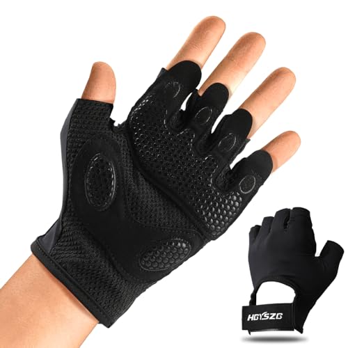 2Pcs Guantes Gimnasio Transpirables - Guantes Gym Hombre Antideslizantes - Guantes Fitness Mujer para Entrenamiento, Levantamiento de Pesas y Musculación (Negro)