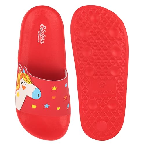 Image of WELCOME Unisex-Child Kids Flip-Flop Soft Comfortable Indoor & Outdoor Slippers Stylish Non-Slip Slide Home Casual Chappals For Boys & Girls