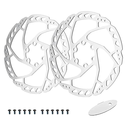 RUJOI 140mm Disc Brake Rotor, Discs brake rotors with 6 Bolts and MTB disc brake pads adjuster Fit for Shimano/Tektro/TRP Brake lock (2 pcs 140mm rotors with 12 bolts screw)
