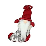 Northlight 10" Gray and Red Tristan Gnome in Christmas Stocking Tabletop Figure