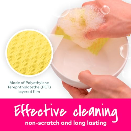 Image of Scotch-Brite Non-Scratch Mesh Net Scrubber for Dishes & Cookware | Quick-Dry 3-Ply Durable Cleaning Mesh | Safe for Non-Stick Pans & Kitchen Surfaces | Color May Vary (Pink /Yellow),1 Unit