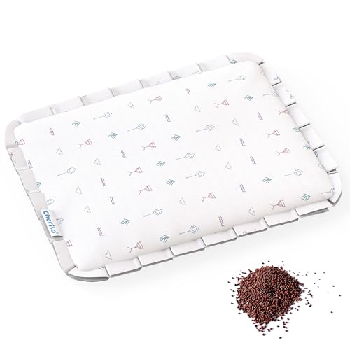 Image of Cherilo Mustard Seed Baby Comfort Cushion | Adjustable Filling | Soft Cotton Cover | 28 x 21.5 x 2 cm - White Abstract Pattern