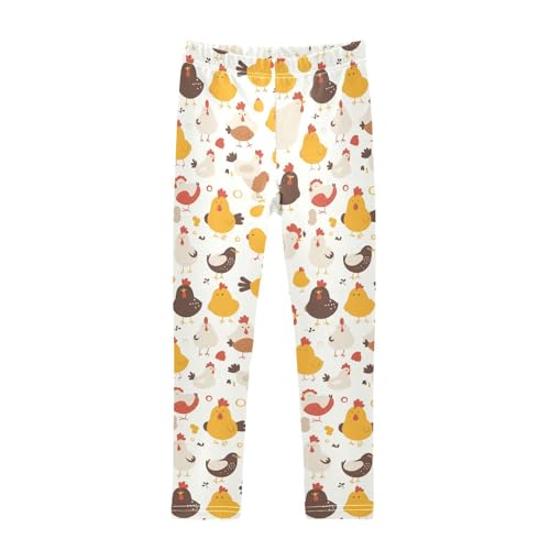 KLL Chicken Black and White Toddler Baby Girl Basic Leggings Comfortable Full Length Leg Yoga Pants Running