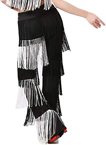 Whitewed Long Fringe Tassel Latin Salsa Ballroom Dance Pants Trousers Clothes