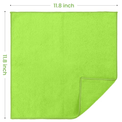 Image of SIFANGKE Microfiber Cleaning Cloth, 12 Pack Limegreen Cleaning Rags for Housekeeping, Reusable Microfiber Towels for Car, Kitchen, Bathroom and Household Cleaning Supplies, 11.8 inchX11.8 inch