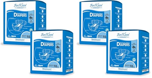 Image of AroKleen Overnight Adult Diapers Tape Style, Medium, 20 Count, Waist Size (71.1-101.6 cm | 28 inch-40 inch Inches) | 2X Absorbent, 16 Hour Protection, Wetness Indicator- Pack 2 (Pack of 2)