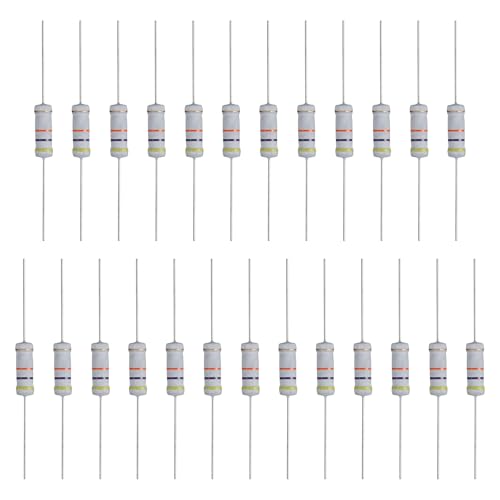 QUARKZMAN 25 Pcs Resistor De 47K Ohm, 3 Watts 5% Tolerancia Resistor De Película De Óxido Metalico Con Terminales Axiales, Resistente Al Fuego Para Proyectos De Electrónica