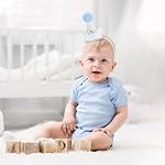 Baby 1st Birthday Party Crown, Pink Birthday Embroidered Party Hat, Blue One Party Hat For Boys (BULE-ONE-CXMZ) - Image 3