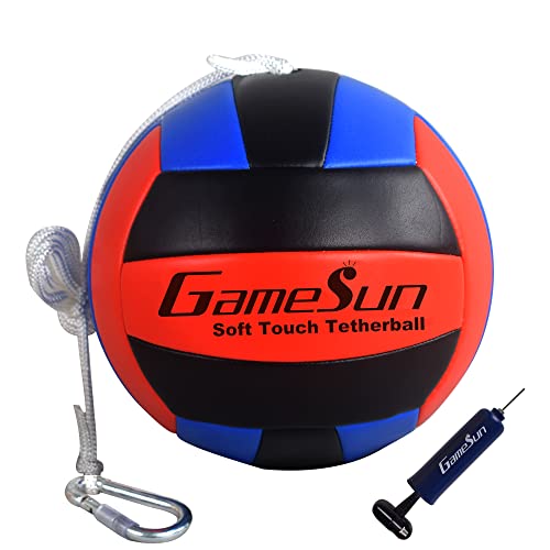 Gamesun Tetherball Ball and Rope Set- Tetherball Ball with Rope and Carabineer Hoop, Two-Needles Pump, Glow in Dark