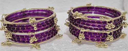 Image of kashmiri ghangharoo glass bangle Set For Women And Girls | Light Weight Bangles | Traditional Transparent Fancy Glass Chudi Set for Wedding, Party (18 Bangles)