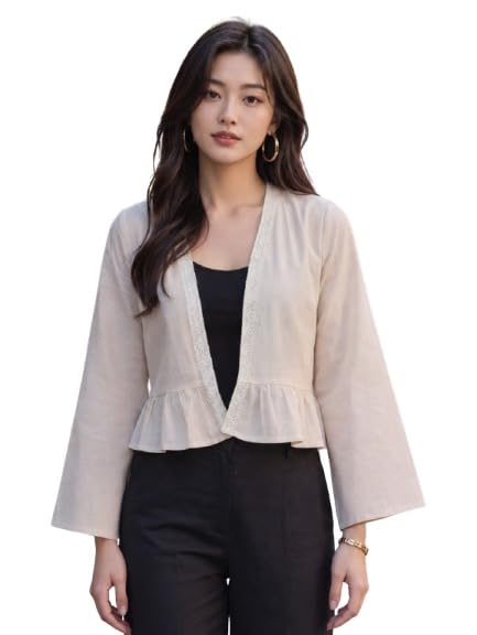 style quotient Women Solid Beige Open Front Shrug-picture-32
