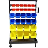 Dithoko 6-Tier Dual-Sided Rolling Bin Rack, 350 lbs Capacity, Includes 60 Organizer Bins, Heavy Duty Steel Construction with Casters for Mobile Storage