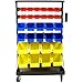 yangchoose 6 Tier Dual Sided Storage Organizer Rolling Bin Rack Mobile Tool Cart Parts Organizer with 60 Plastic Bins Metal Frame with Wheels for Garage Workshop Office