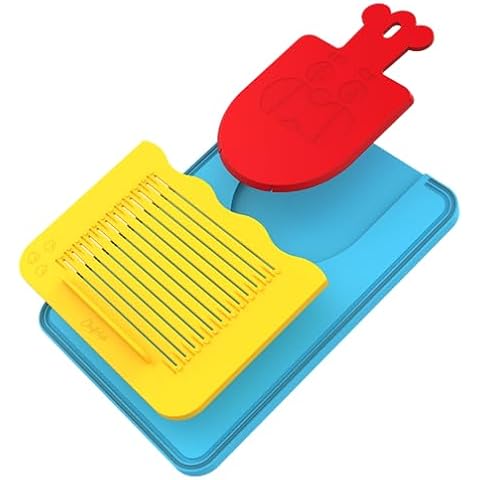 Chefclub Kids - Cutting Board Kit for Kids - Non-Slip, Cutting Guide & Removable Board Included - BPA-Free, Small Fruit Cutting Boards Mats, Gripped Back Cutting Board - 9.5" x 15.7" Cover