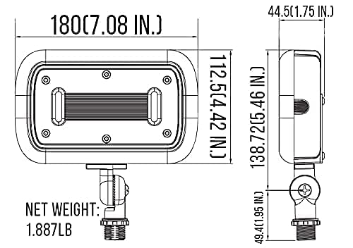 Gkoled 30W Led Floodlight, Outdoor Security Fixture, Waterproof, 100W Psmh Replace, 2700 Lumens, 3000K Warm White, 70Cri, 120-277V, 1/2" Adjustable Knuckle Mount, Ul-Listed, 5 Years Warranty #TOP5