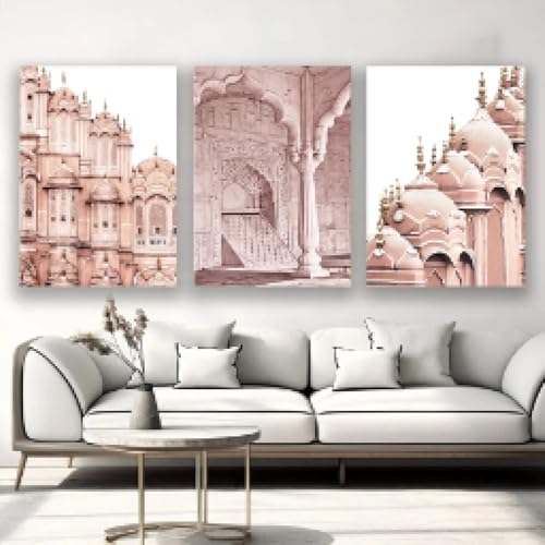 Impression paysage architectural arabe islamique déco murale 3 toiles