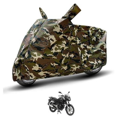 Image of Auto Hub Waterproof Bike Cover Compatible with Bajaj Pulsar 180 Dustproof, UV Protection Two Wheeler Bike Pulsar 180 Cover - Army Print