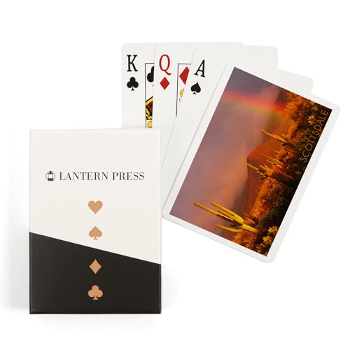 Baraja de 52 cartas estilo póker con fotografía de cactus y arcoíris