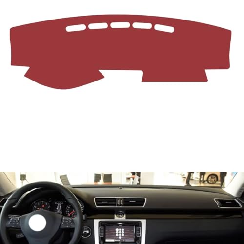 Leather Dash Board Cover mat Compatible with VW Magotan（no Speakers、Sensor） 2007-2016，Anti-Slip,Sun Protection Dashboard Cover-red