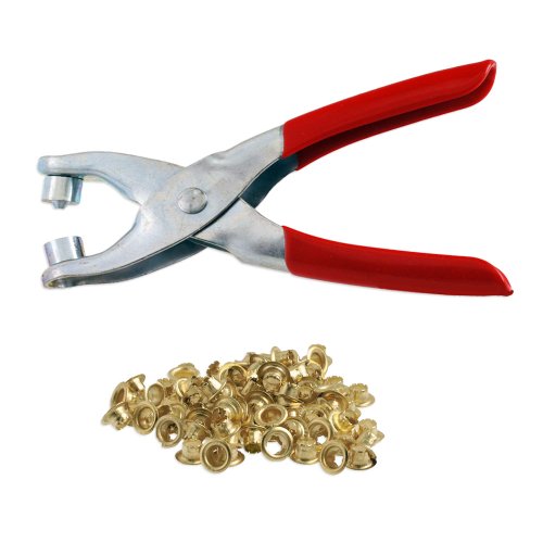 100pc 5/32" 4mm Brass Eyelets and Setting Pliers Kit - Shoes Belts Bags Leather Fabric VinylTaiwan