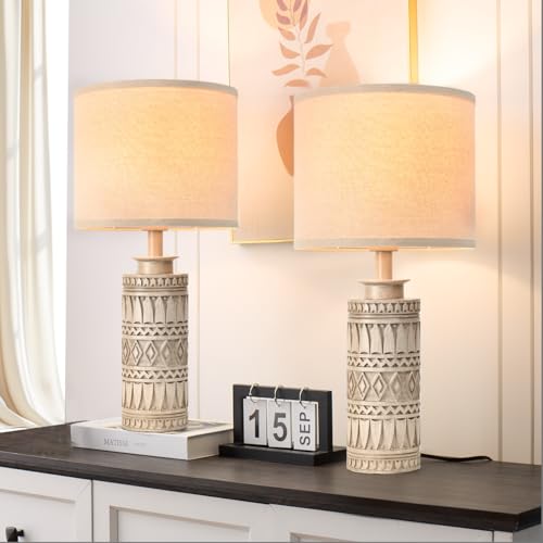 Easebri 22IN Table Lamps for Living Room Resin Nightstand Lamps