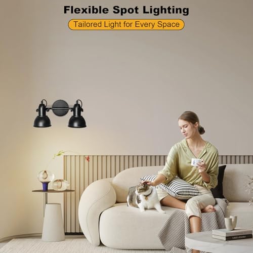 Image of HiBay LED Track Lighting Fixtures, Rotatable 2-Light Spot Light Black