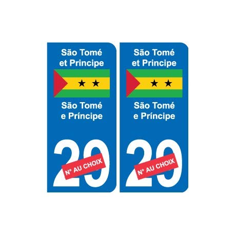 São Tomé-et-Principe sticker numéro département au choix autocollant plaque immatriculation auto - Angles : droits
