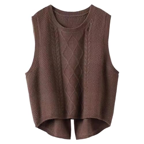Suéter chaleco mujer jersey de punto cuello redondo jerséis sin mangas de lana cálido