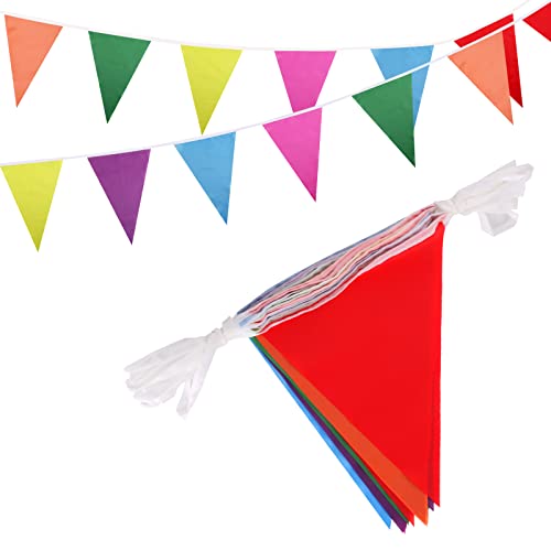 Reusable Pennant Banner, 30 Foot Rainbow String Flags, Kids Birthday Party Decoration, Carnivals, Indoor And Outdoor Events #TOP5
