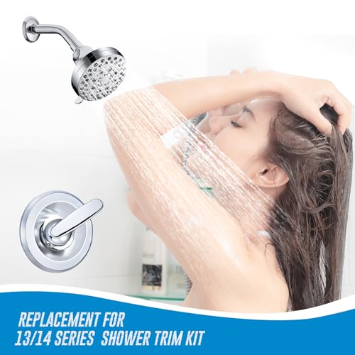 Replacement for Delta Classic 13 Series Single-Function Trim Kit, T13010 Shower Handle, Fit Delta Shower Valve R10000 Series, Chrome (Cartridge Included) - Thumbnail 5