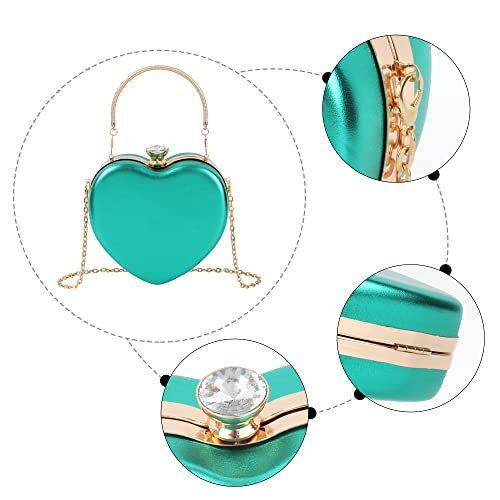 Goclothod Women Heart Shape Clutch Purse Velvet Shoulder Bag Evening Handbags3