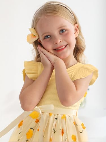 Sinhoon Toddler Girl Tulle Dress Summer Ruffle Sleeveless Baby Girl Fashion Casual Dresses 1-6Y2