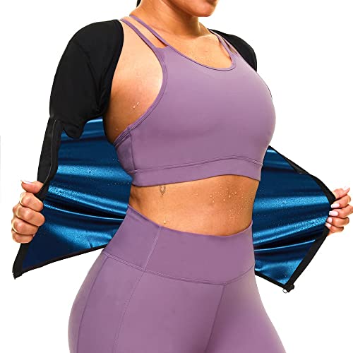 Sauna Suit For Women Sweat Body Shaper Jacket Heat Trapping Shirt Slimming Long Sleeves Workout Top With Zipper #TOP11
