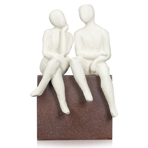 Desklens Abstract Couple Statue, Resin Modern Sculpture, Handcrafted Art Home Decor for Living Room,...