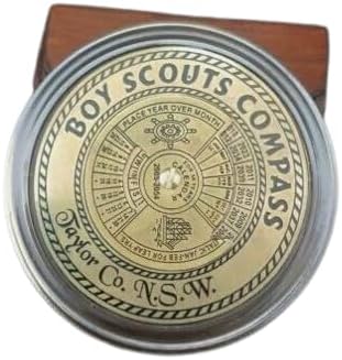 Handmade Boy Scouts Compass with Leather Case, Vintage Style Brass Navigation Tool, Decorative Collectible