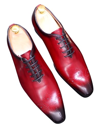 Image of Santimon Mens Oxfords Formal Dress Genuine Leather Handmade Derby Casual Brogues Oxfords Tuxedo Fashion Walking Shoes for Men