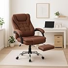 Cadeira De Escritório Itália Presidente Ergonômica Couro Sintético Encosto Ajustável Com Trava E Apoio Para Pés Cor Marrom Luvinco