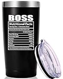 Boss Nutritional Facts Travel Mug Tumbler.Funny Boss Day Gifts Office Gifts.Moving Appreciation Retirement Birthday Christmas Gifts For Men Women Boss Boss Lady From Employees(20oz Black)