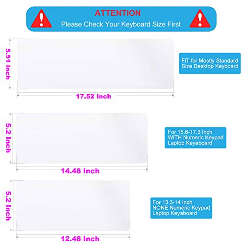 2-Pack 14.48" X 5.2" Universal Keyboard Cover Skin Design For 15.6"-17.3" Laptop Notebook With Numeric Keypad Keyboard, Ultra Thin Silicone Waterproof Keyboard Cover Protector -Clear #TOP1