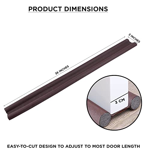 Image of Pivalo Door Bottom Sealing Strip Guard for Home 36 Inches Door Closers Adjustable Door Draft Air Stoppers Dust and Insects Repellent (Pack of 3, Brown, Max Door Width - 3 cm)