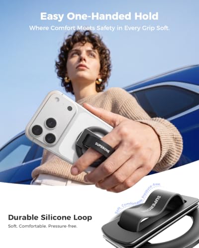 Image of SUPERONE for MagSafe Phone Grip, Soft Silicone Loop & Dual-Fold Kickstand