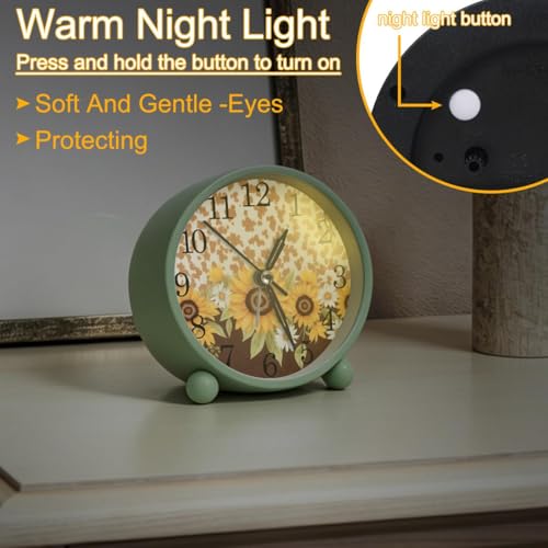 Reloj despertador con luz nocturna y esfera de metal para evitar el tictac 5