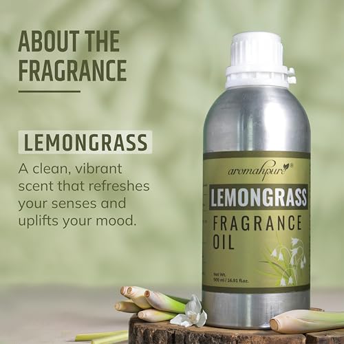 Image of Aromahpure Lemongrass Aroma Oil | 500ml Undiluted & Natural | Long-Lasting Scent for Aromatherapy, Candle & Soap Making, Diffusers, Room Freshener, Humidifier, Bathroom Revitalizer & Home Essentials