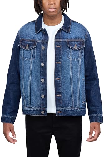 X RAY Mens Denim Jacket, Washed Ripped Distressed Flex Stretch Casual Trucker Biker Jeans Jacket for Men