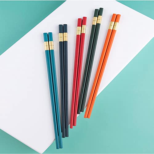 Chopsticks, Reusable Chopsticks, 5 Pairs Dishwasher Safe Metal Chopsticks, Easy to Use, Square Lightweight Chop Sticks。Matte Non-Slip Family/ Hotel/ Restaurant Japanese Chinese Chop Sticks, Christmas Hair Chopsticks ，color Chopsticks.