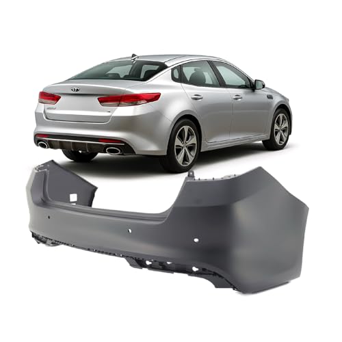 Image of FitParts Compatible with Kia Optima 2016-2018 Rear Bumper Cover | Primed, With Parking Sensor Holes, Sedan, Ready to Paint, OEM 86610D5020, KI1100205