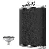 GeeRic 1PC Licorera de bolsillo de acero Inoxidable 8oz,Embudo de Acero Inoxidable a Prueba de Derrames con Embudo y Tapa a...